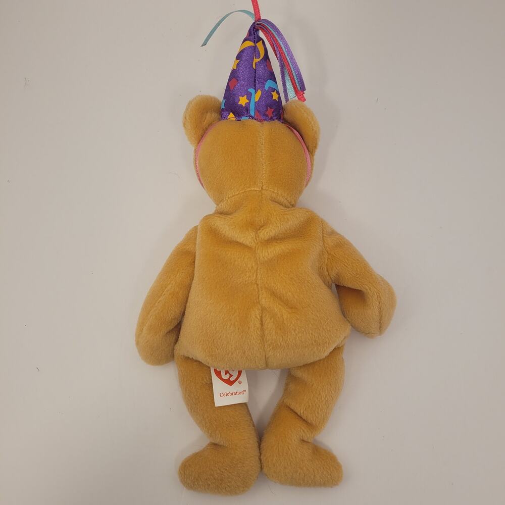 Ty Yellow Birthday Bear with Colorful Party Hat - Picture 2 of 7